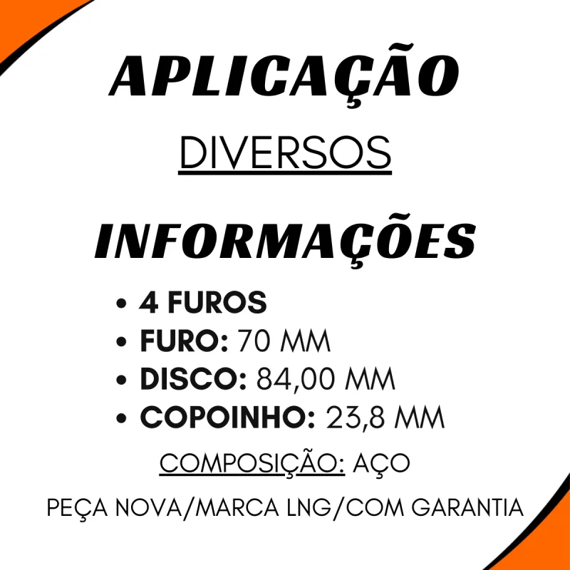 Flange Cardan (De Orelha) Aplic. Diversas 4 Furos Disco 84,00mm