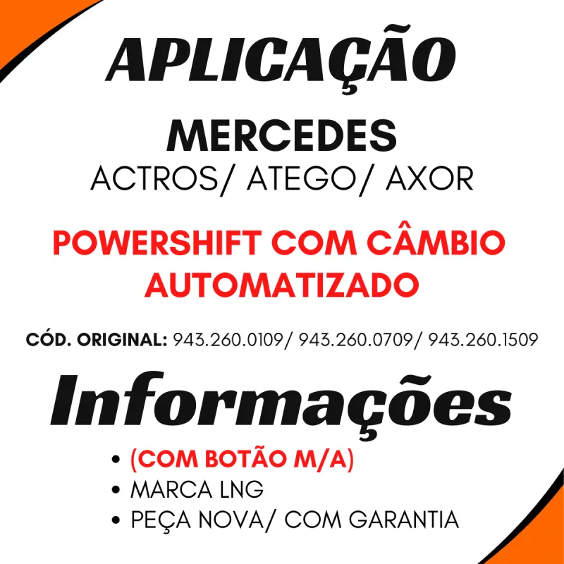 Manopla Câmbio Automático I-Shift Atego Axor Actros
