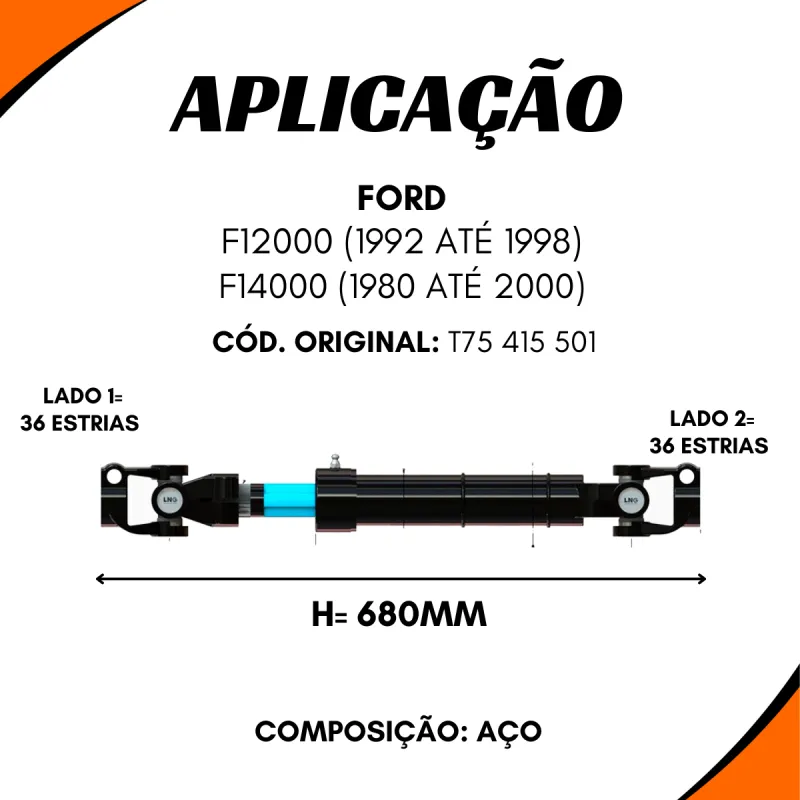 Coluna De Direção (Completa) Ford F-12000 F-14000