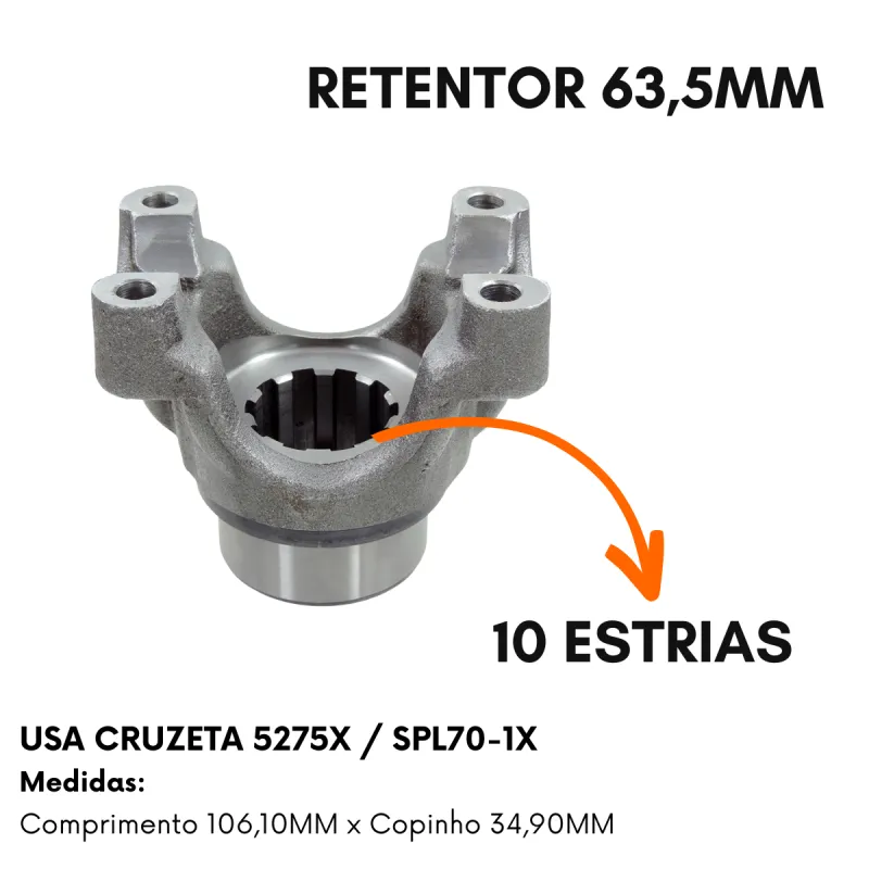 Terminal Câmbio Aço 10 Estrias Ford F11000/ 14000 Cargo