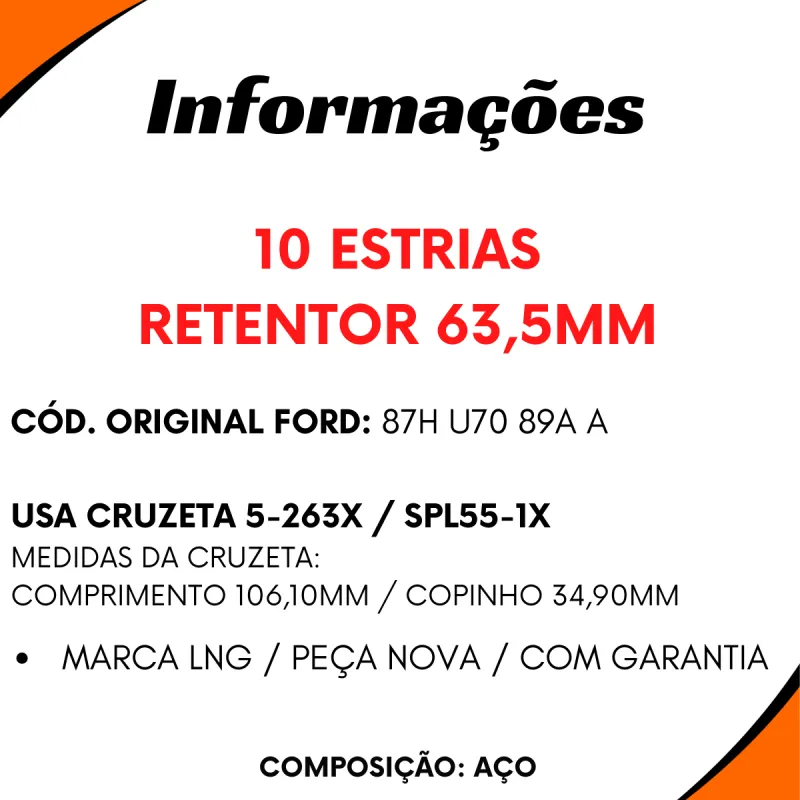 Terminal Câmbio Aço 10 Estrias Ford F11000/ 14000 Cargo