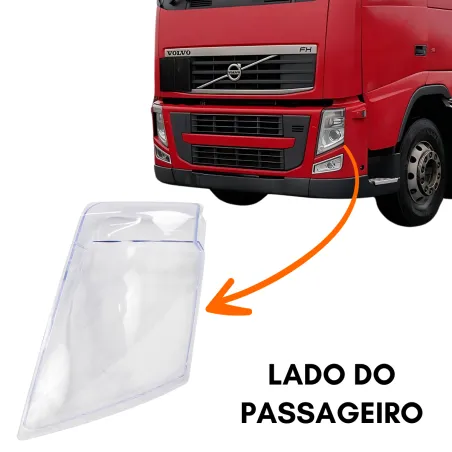 Lente Farol Dir. Volvo Fh13/ Fm13  (2008...) Policarbonato