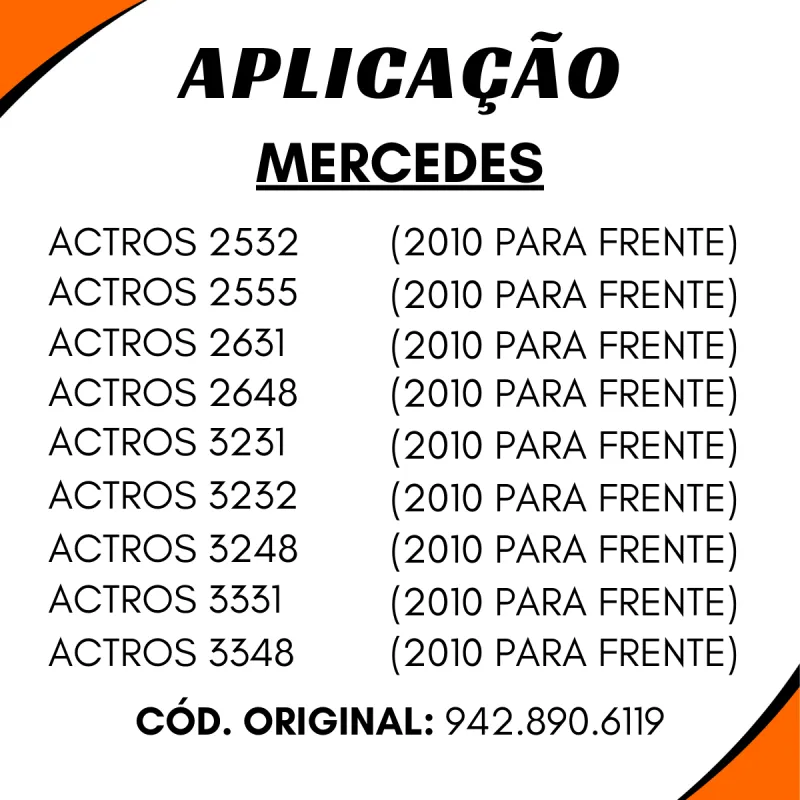 Amortecedor Tras. Cabine Mbb Actros 2532/ 2555/ 2631/ 2648/ 3231/