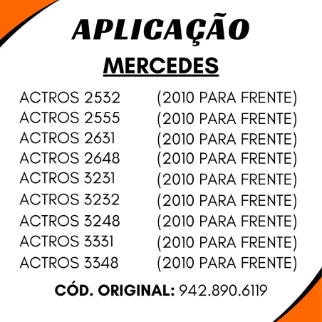 Amortecedor Tras. Cabine Mbb Actros 2532/ 2555/ 2631/ 2648/ 3231/