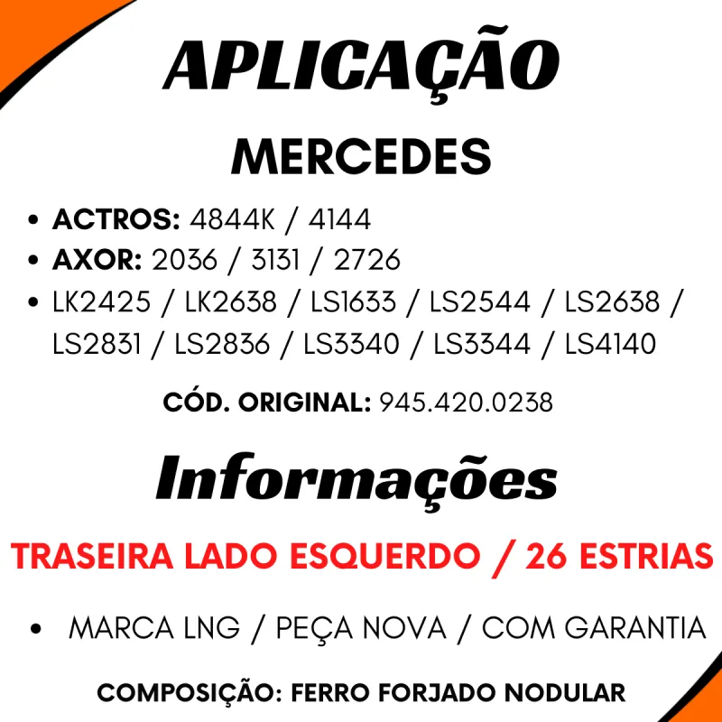 Catraca Freio Autom.Tras. Esq. (26 Estrias) Mercedes Axor