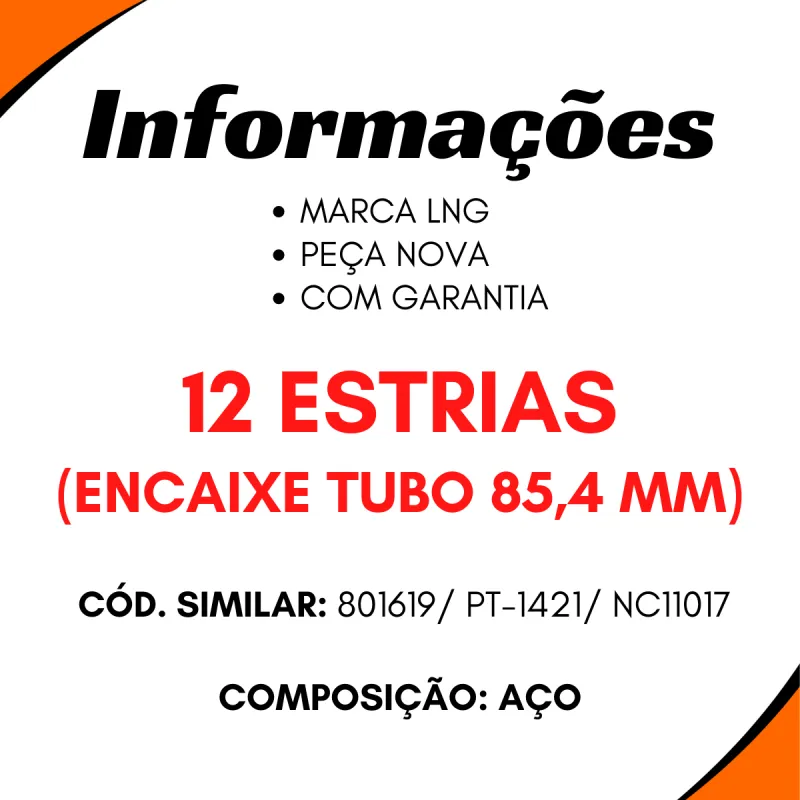 Ponteira Cardan Tras. Scania L110/ L111/ L113/ Lk111/ Lk140/ R112/