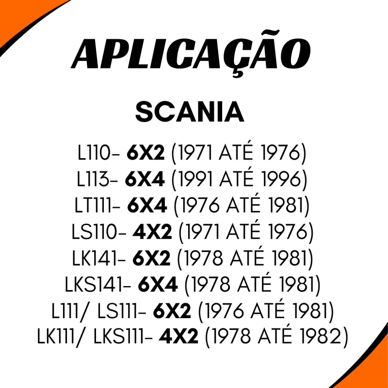 Ponteira Cardan Tras. Scania L110/ L111/ L113/ Lk111/ Lk140/ R112/