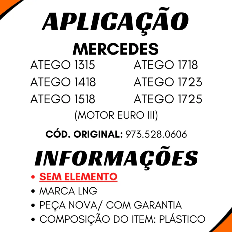 Purificador Ar Compl. S/Elemento Mbb Atego 1315/ 1418/ 1518/ 1718/