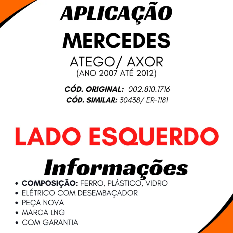Espelho Retrov. Esq. Eletr. C/ Desemb. Axor/ Atego