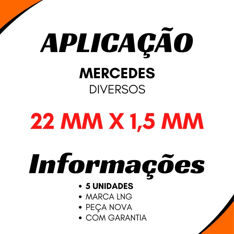 Kit 5 Conexão Tampao Válvula Mbb Diversas 22 X 1,5 Mm