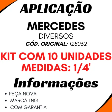 Kit 10 Anilhas Tubo Nylon Mercedes Diversas 1/4