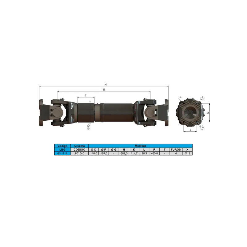 Cardan Completo Entre Eixo Mbb L2638 Lk2638 Ls2638  A-68mm
