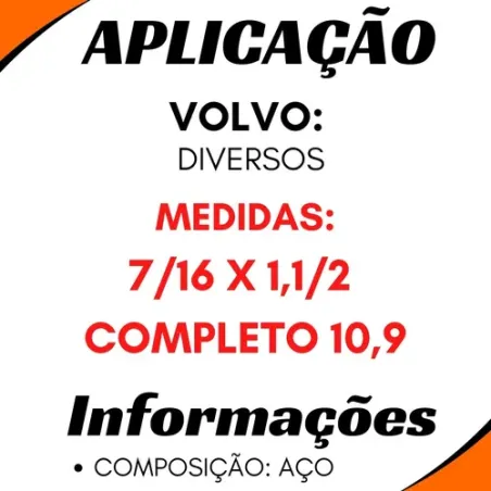 Kit 10 Parafusos Flange Cardan 7/16x1,1/2 Volvo Diversos
