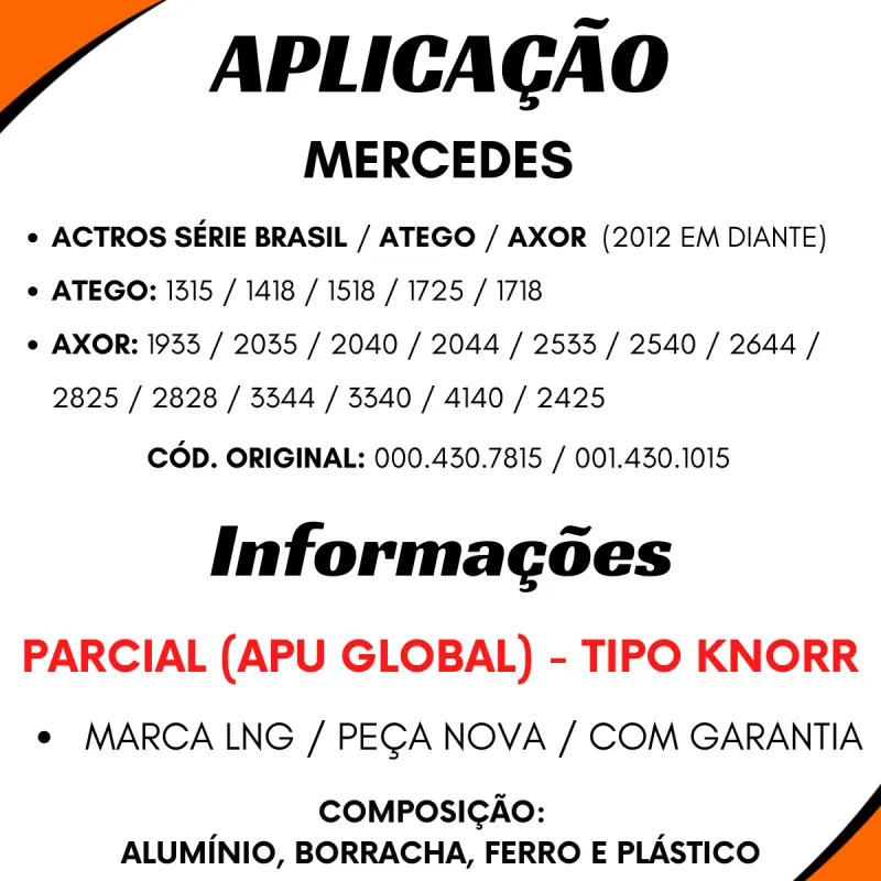 Válvula Apu Atego- Axor- Actros- Série Brasil (2012..)
