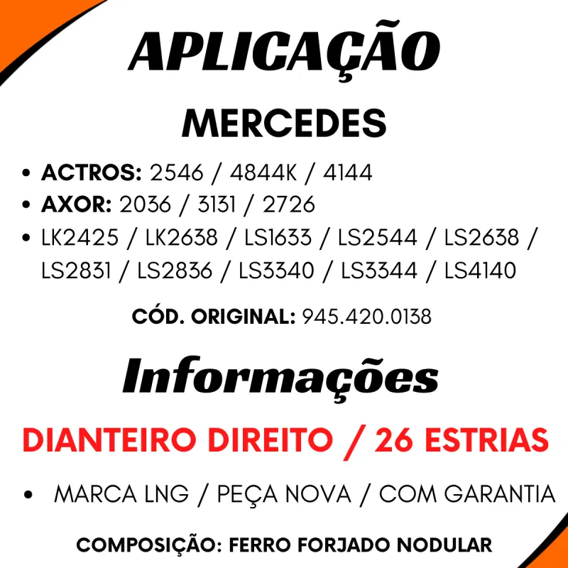 Catraca Freio Autom.Diant. Dir. (26 Estrias) Mercedes Axor