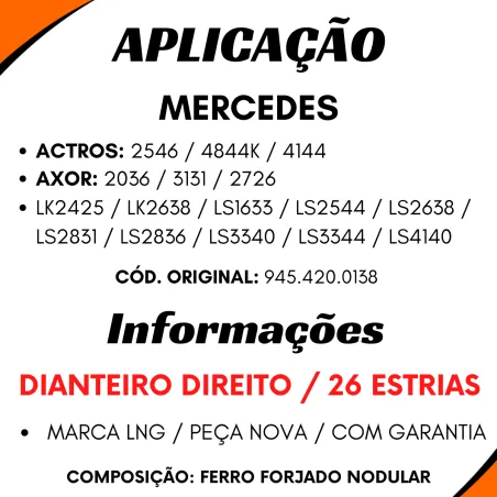 Catraca Freio Autom.Diant. Dir. (26 Estrias) Mercedes Axor