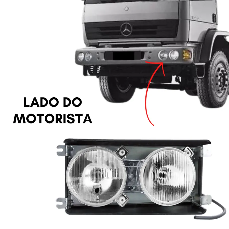 Farol Duplo Lado Esquerdo Mercedes 1714   1618   1215   2428   2423  