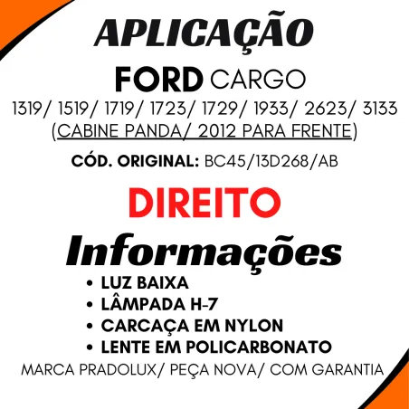 Farol Luz Baixa Direito Dor Cargo 2012 Em Diante