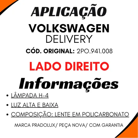 Farol Luz Alta E Baixa Lado Direito Delivery