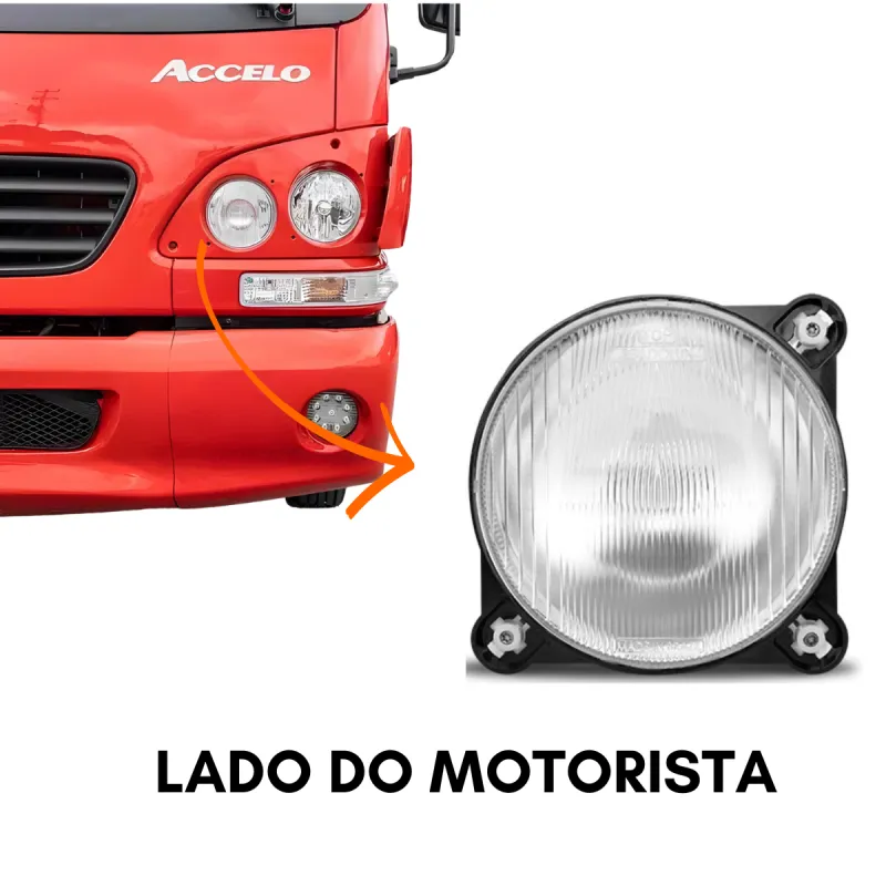 Farol Luz Alta Optico Esquerdo Mercedes Accelo 2008 Em Diante