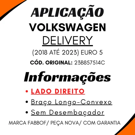 Espelho Retrovisor Ld Delivery 2018/2023 Euro 5 Braço Longo Sem