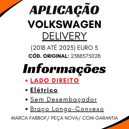 Espelho Retrovisor Eletrico Ld Delivery 2018/2023 Euro 5 Braço Longo