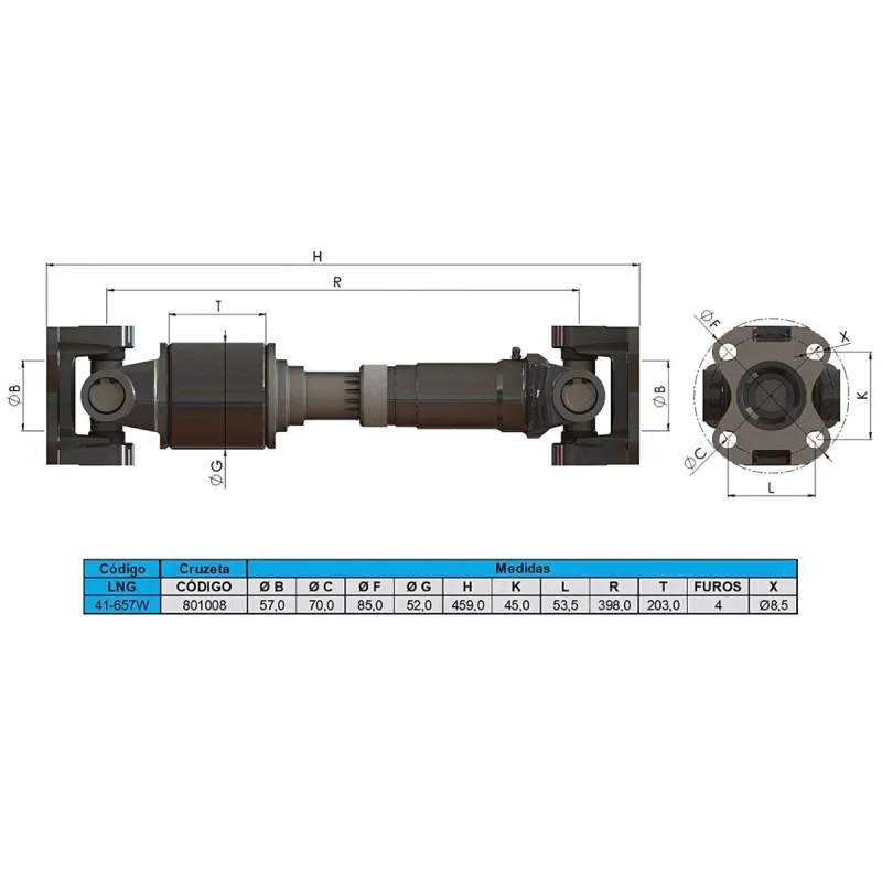 Cardan Completo Valtra/ Valmet A-459 Mm 81518410