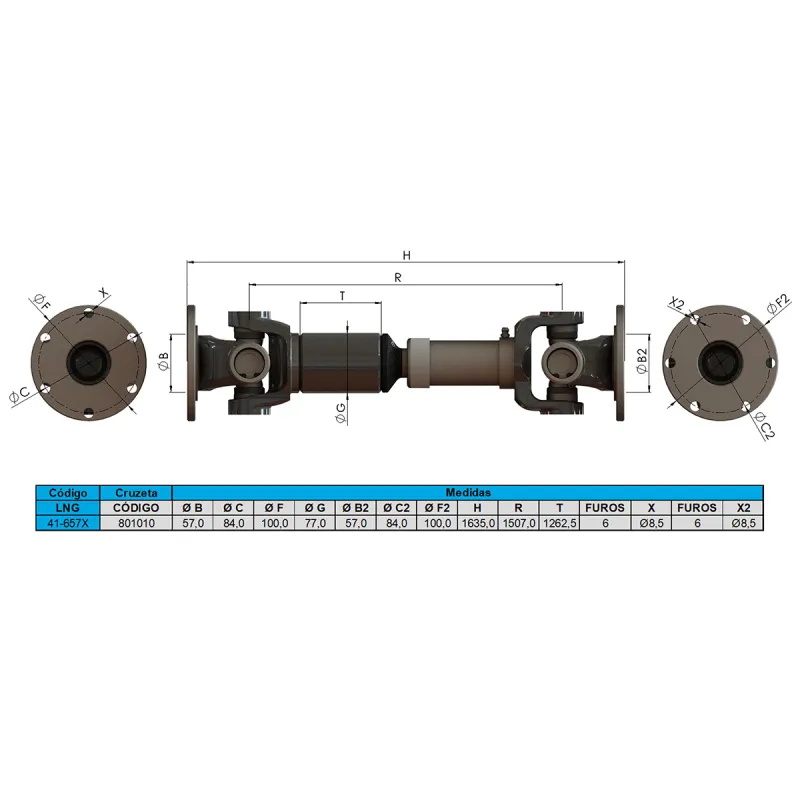 Cardan Completo Valtra Mb100/ Bm100gii/ Bm85/ Bm85gii