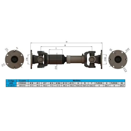 Cardan Completo Valtra Mb100/ Bm100gii/ Bm85/ Bm85gii