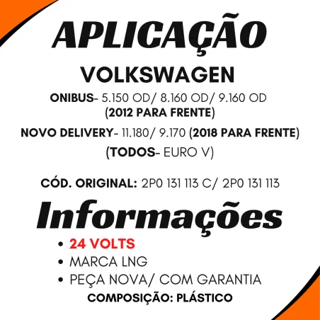 Bomba Arla 24 Volts Volkswagen Novo Delivery 9.170/ Onibus 5.150 Od