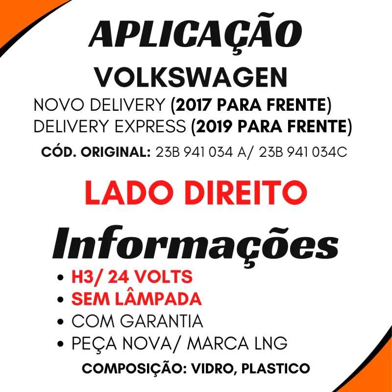 Farol Principal Dir. 24v Novo Delivery (2017/...)