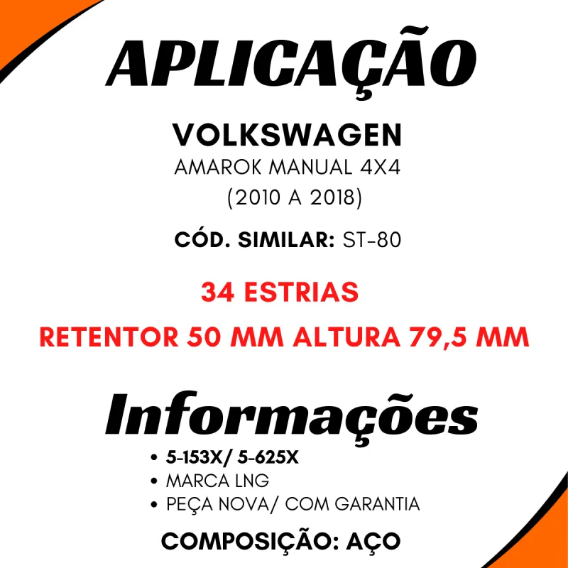 Terminal Diferencial 34 Estrias Amarok Manual 4x4 (2010a2018)