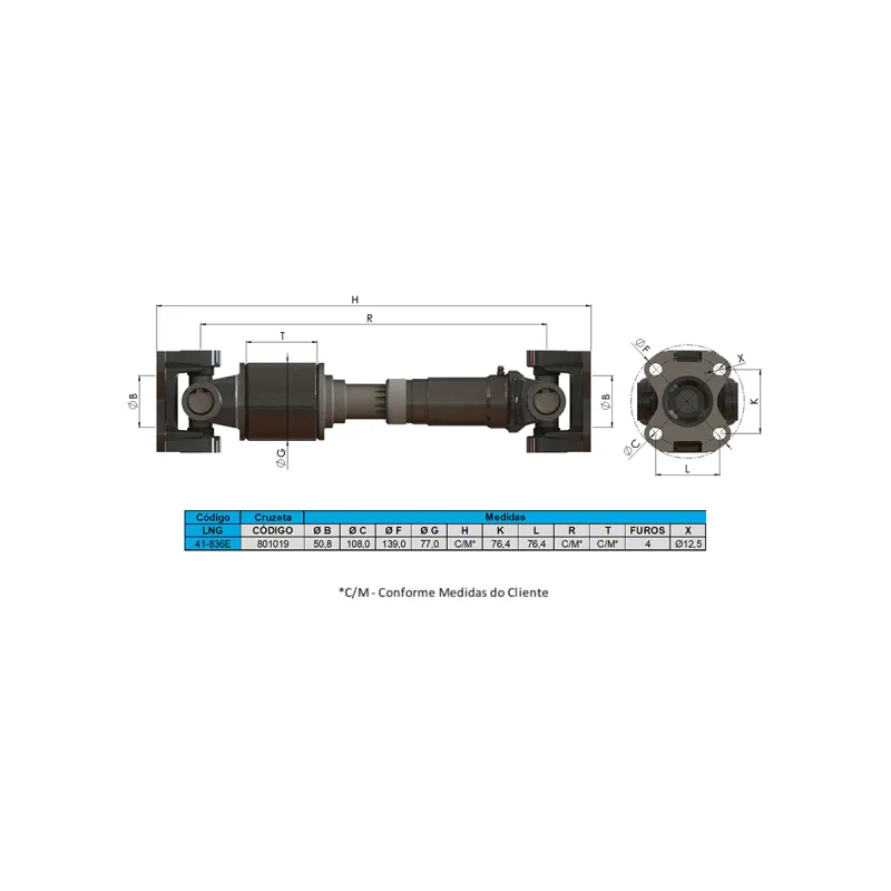 Cardan Completo 21 Estrias New Holland Valtra Acgo John Deere