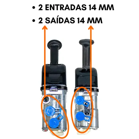 Válvula Freio Mão 4 Saídas 14mm Ônibus Mercedes