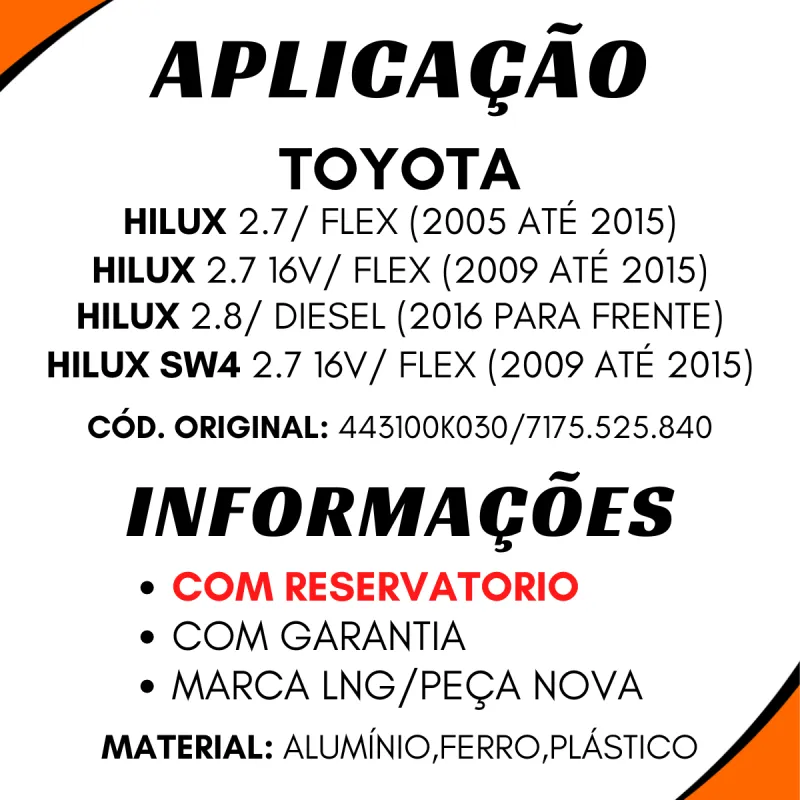 Bomba Hidráulica Toyota Hilux 2.7 Flex (05/15) 44310-0k130