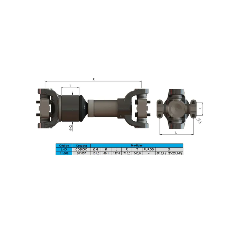 Cardan Completo Dianteiro W36/Mt Scania D11 Diesel/ Série 28000