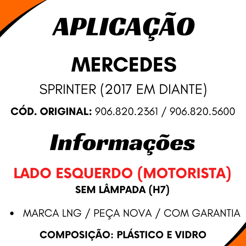 Farol Principal Mercedes Sprinter (2017...) 906.820.2361