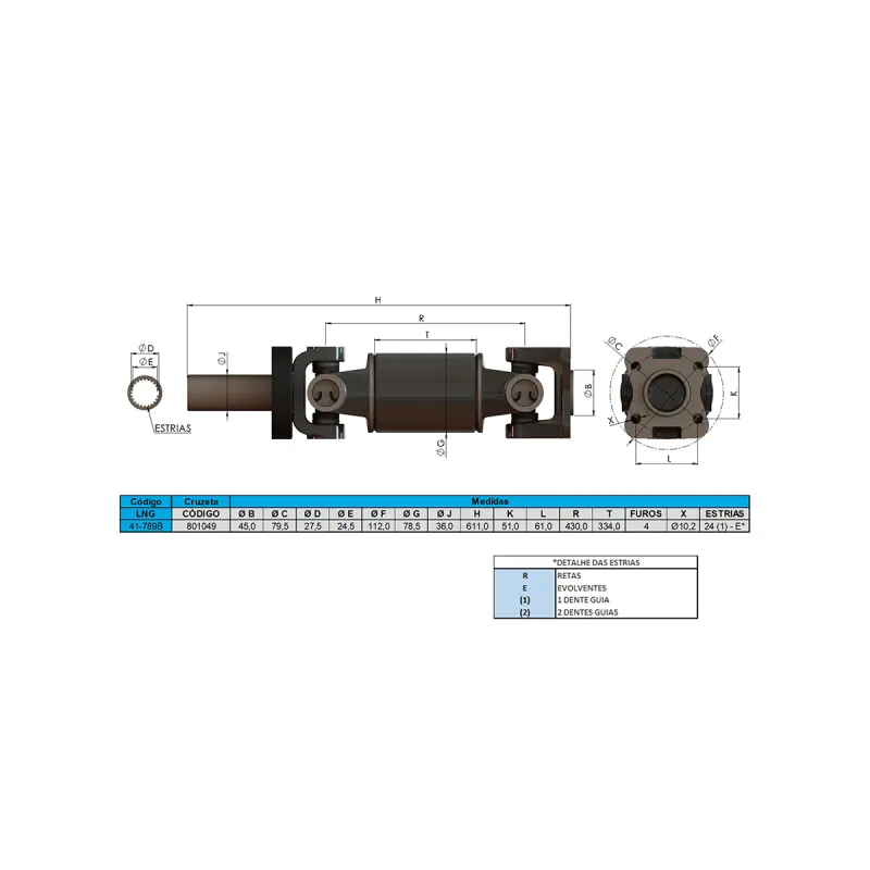 Cardan Completo Dianteiro L200 (96a06)