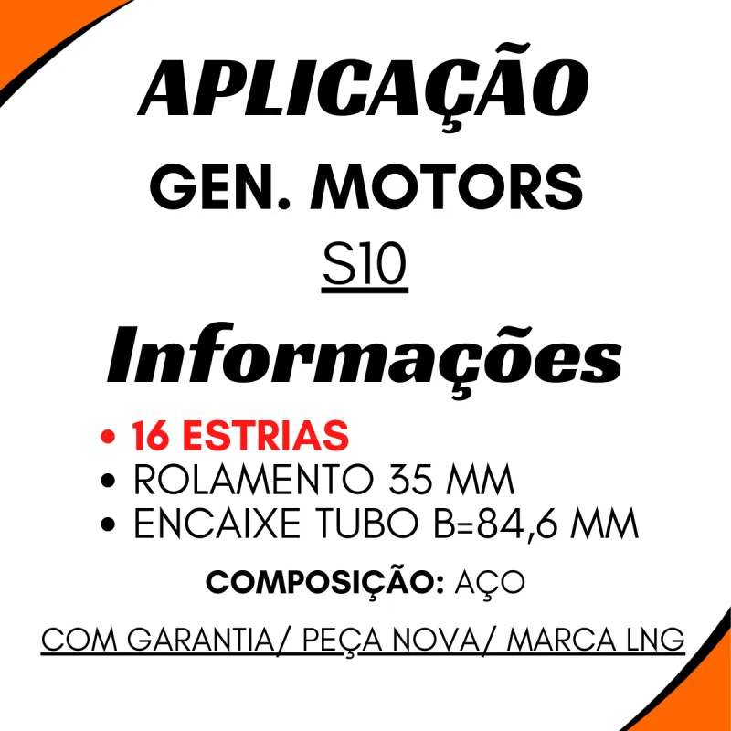 Ponteira Cardan (Tras) Gen. Motors S10 16 Estrias