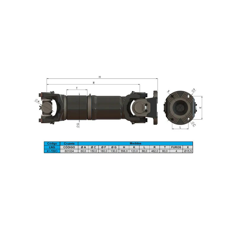 Cardan Traseiro Compl. Mercedes 462mm 38 Estr. Spl250