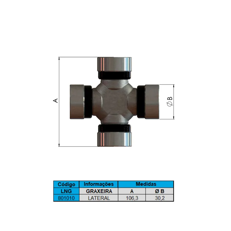 Cruzeta Cz210 Comprimento 106,30 Diametro 30,10