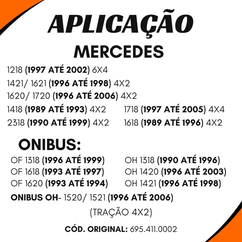 Ponteira Cardan Tras. Mbb/ Vw/ Iveco/ Ford/ Navistar 16 Estrias Tubo