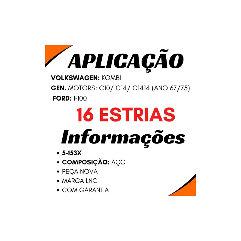 Luva Cardan Vw Kombi/ Gm 7322139/ Ford F100 16 Estrias (5-153x) Aço