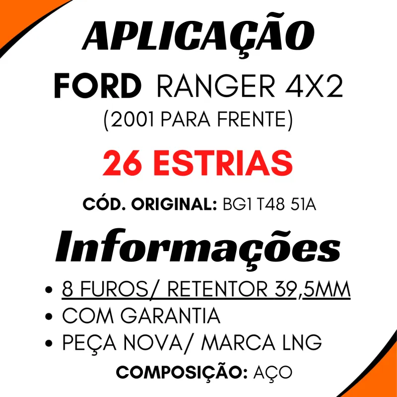 Flange Diferencial Ranger 4x2 E 4x4 (2001...) 8 Furos 26 Estrias Ret.