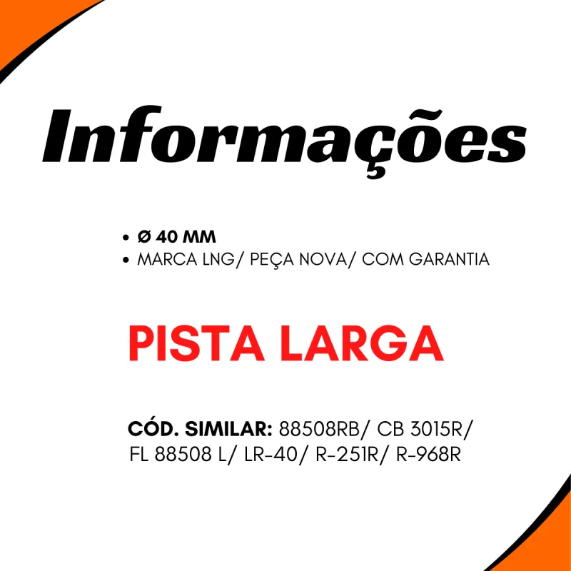 Rolamento C/ Borracha 40mm Pista Larga Vw Iveco Agrale Ford Mbb