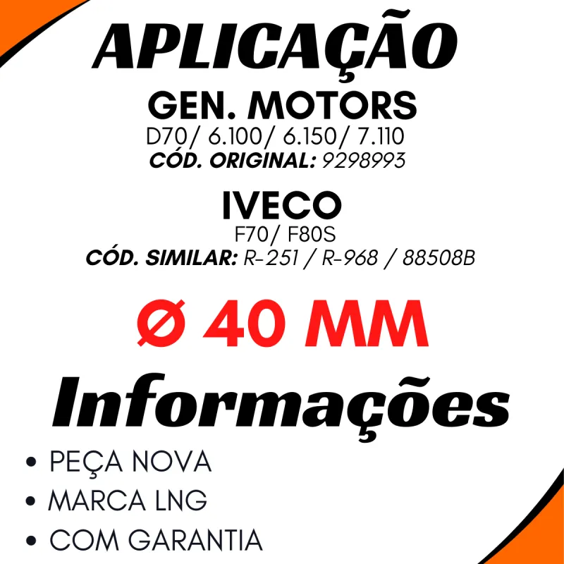Borracha Rolamento Cardan Mbb/ Agrale/ Ford/ Vw/ Gm/ Iveco Ø 40 Mm
