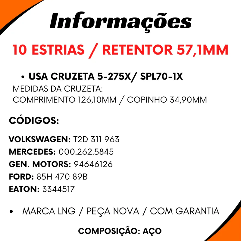 Terminal Câmbio Aço 10 Estrias Vw 2rh311963 Gm 93292558