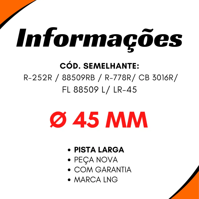 Rolamento C/Borracha Pista Larga 45mm Iveco Agrale Gm Vw Ford Mbb