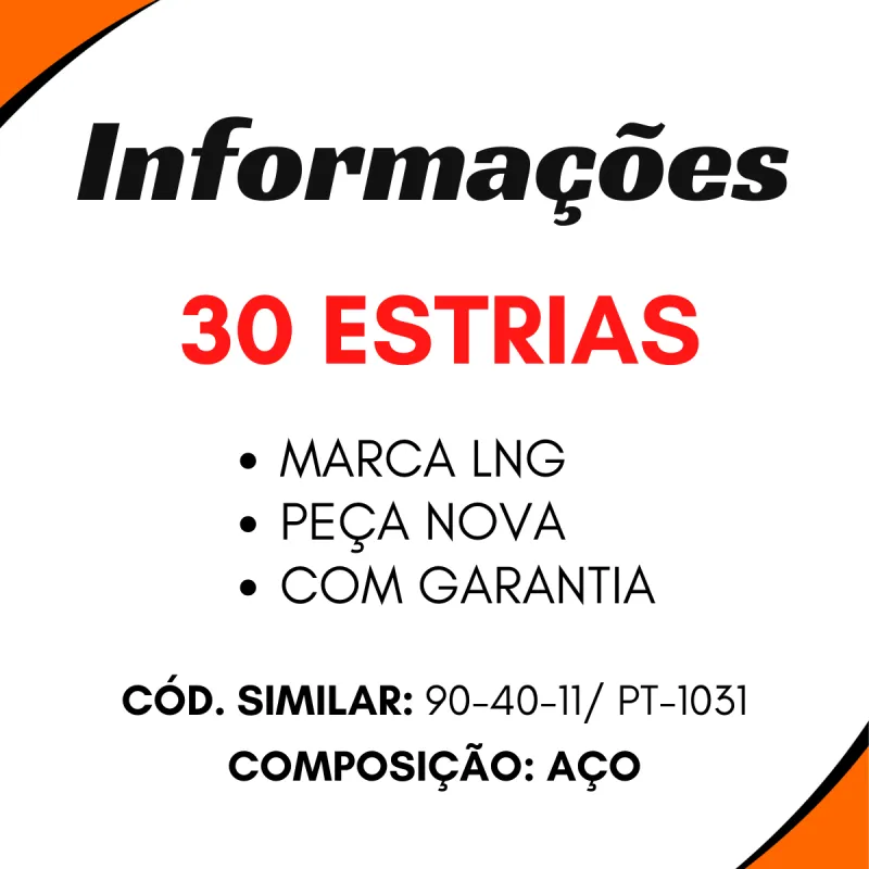 Ponteira Cardan (Tras) Volvo/ Vw/ Agrale/ Ford/ Mbb 30 Estrias Tubo