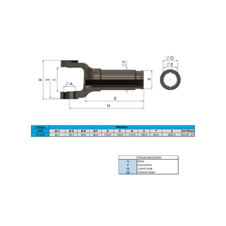 Luva Cardan Ford F350/ F4000/ 24 Estrias (5-160x) Aço